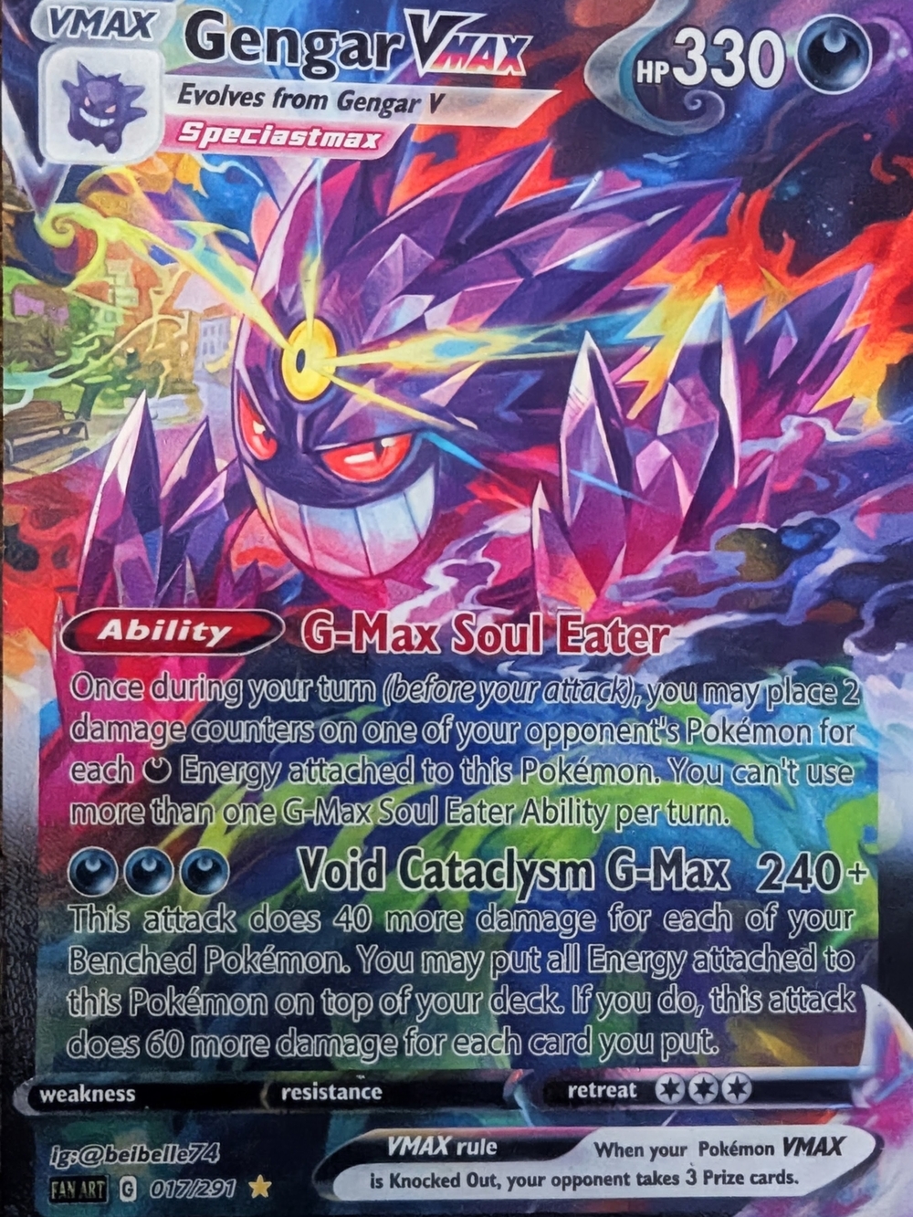 Gengar VMAX Fan Art Canvas Print - Purple